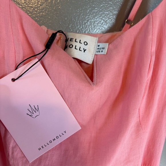 NWT Hello Molly Medium Song on the Minute Mini Wrap Dress Pink Ruffle - Picture 6 of 7